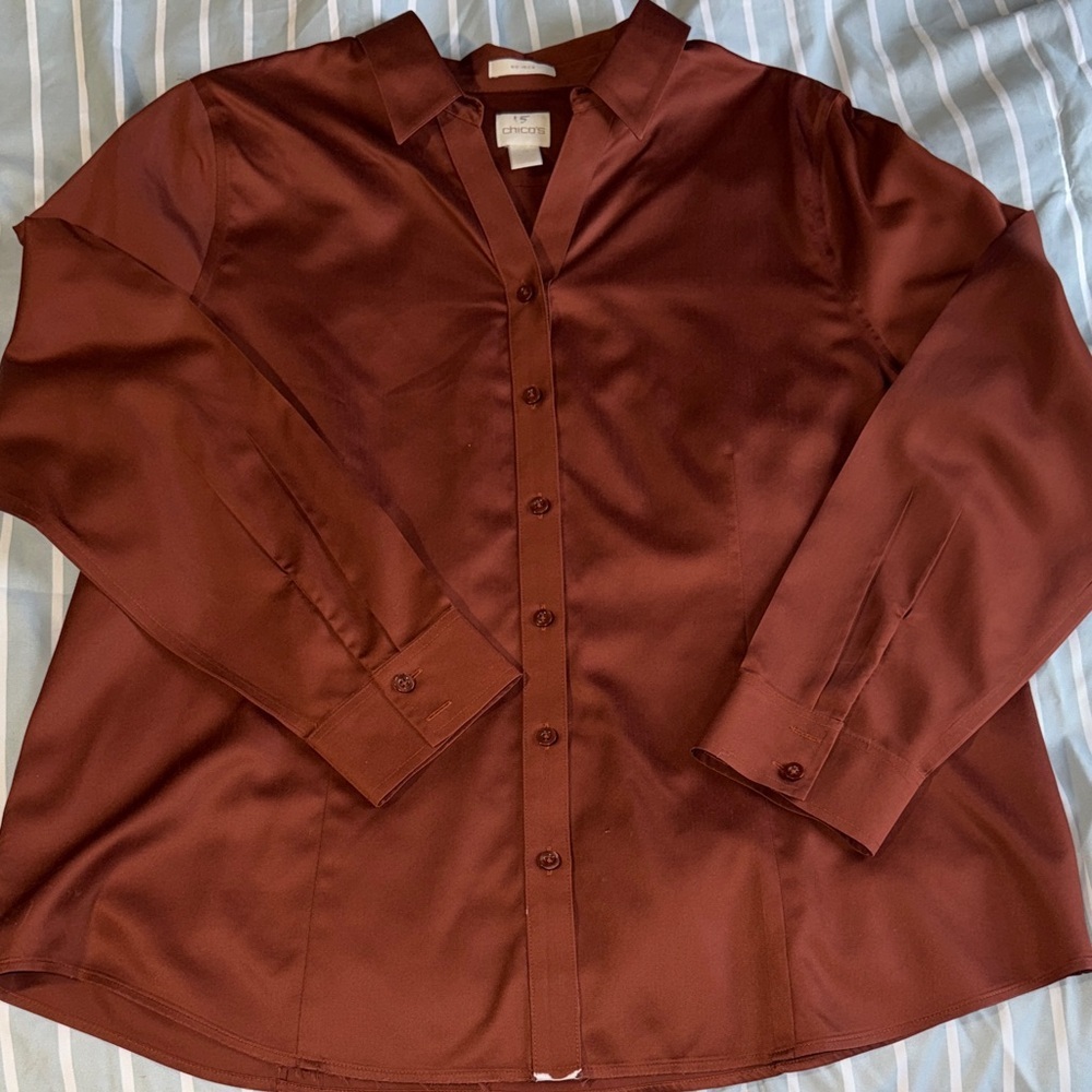 Chico's Deep Rust Button-Down Blouse